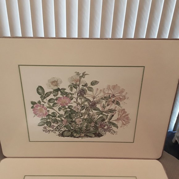 Set of 3 Floral Cork Table Mats Clover Leaf Elizabeth Rice Design UK 15x11.5 - Picture 5 of 9